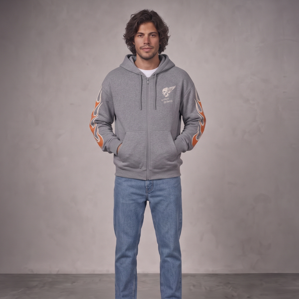 Casaco Urban Hoodie Gray Rock Skull